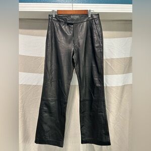 Vintage Banana Republic Leather Pants Women's Size 6 Black Y2K Straight Leg